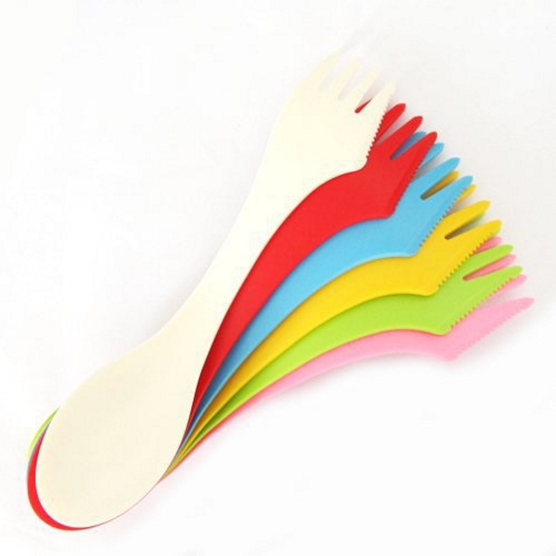 Camp Spork Set - 6PCS 3-in-1 kampgerei set - hittebestendige
