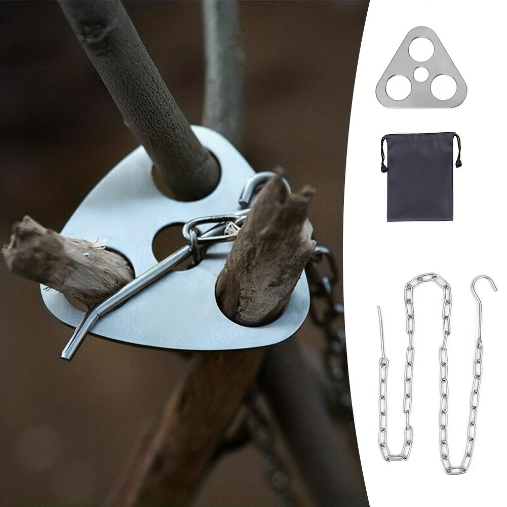 Camping Cooking Hanger - Draagbare afneembare buitenbarbecue statief ophangrek roestvrij