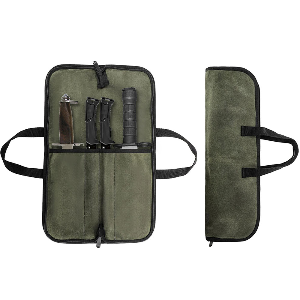 Camping Cooking Utilities - Gewaxte canvas messenroltas met meerdere vakken,