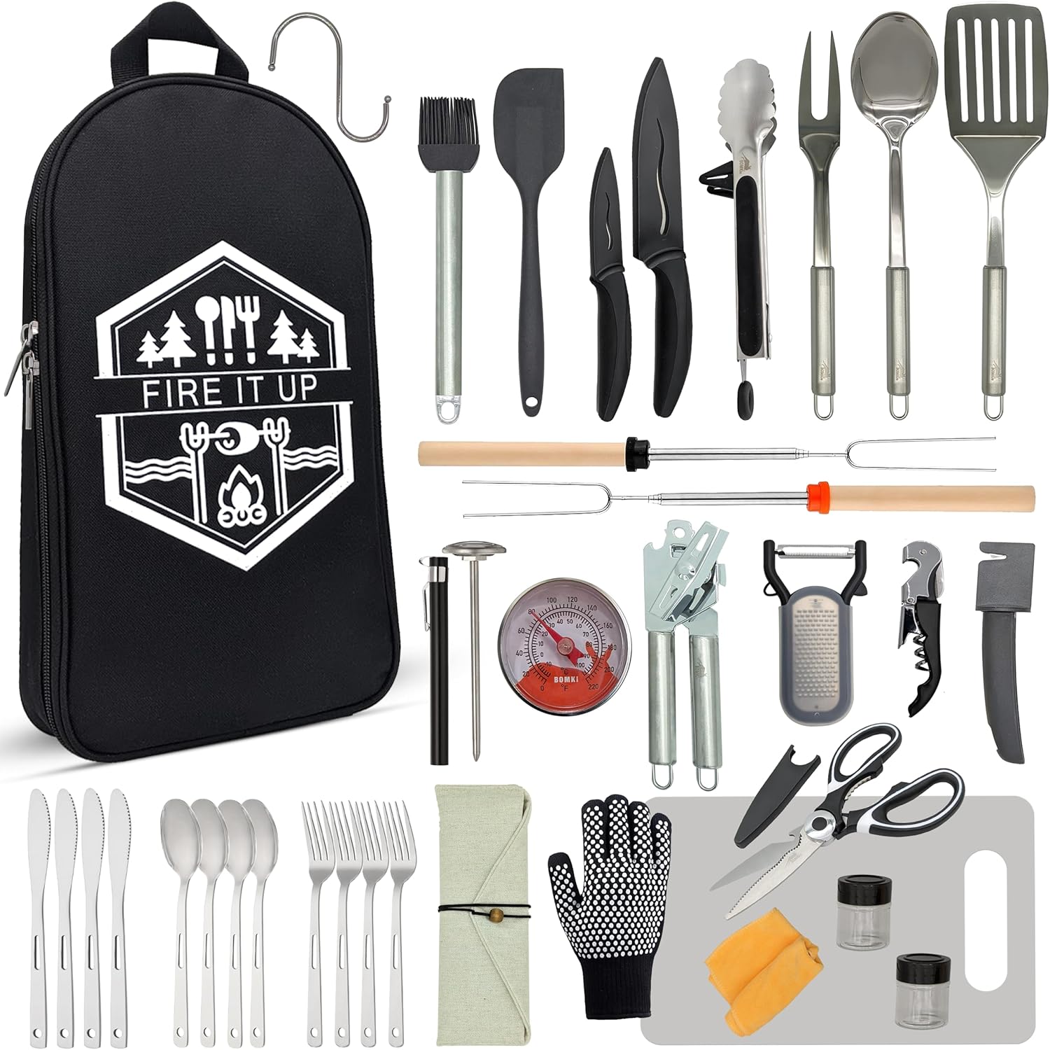 Camping Cooking Essentials Kit - Camping BBQ kookgereiset voor buiten grillen