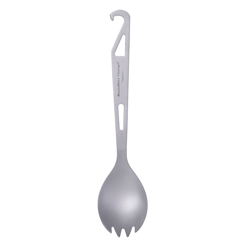 Camp Spork Set - Boundless Voyage 3-in-1 titanium bestekset met