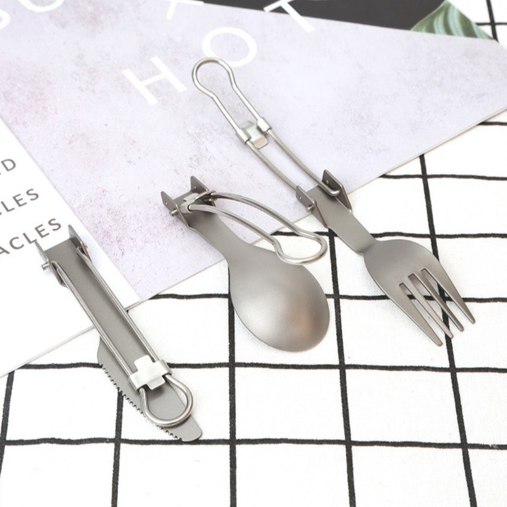 Camp Spork Set - Half gepolijst titanium opvouwbare Spork lichtgewicht