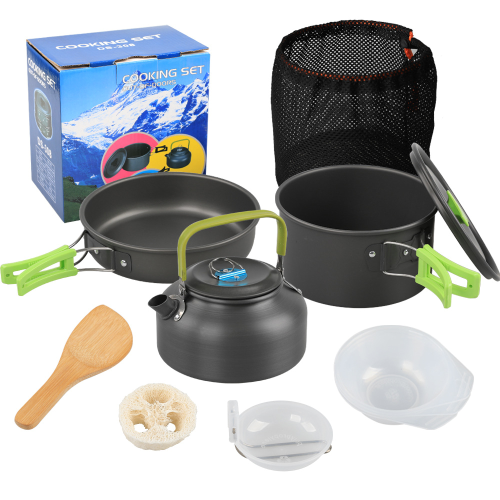 Camping Cooking Set Ds 308 - Camping kookset, pannen, ketel, aluminium kookgerei,