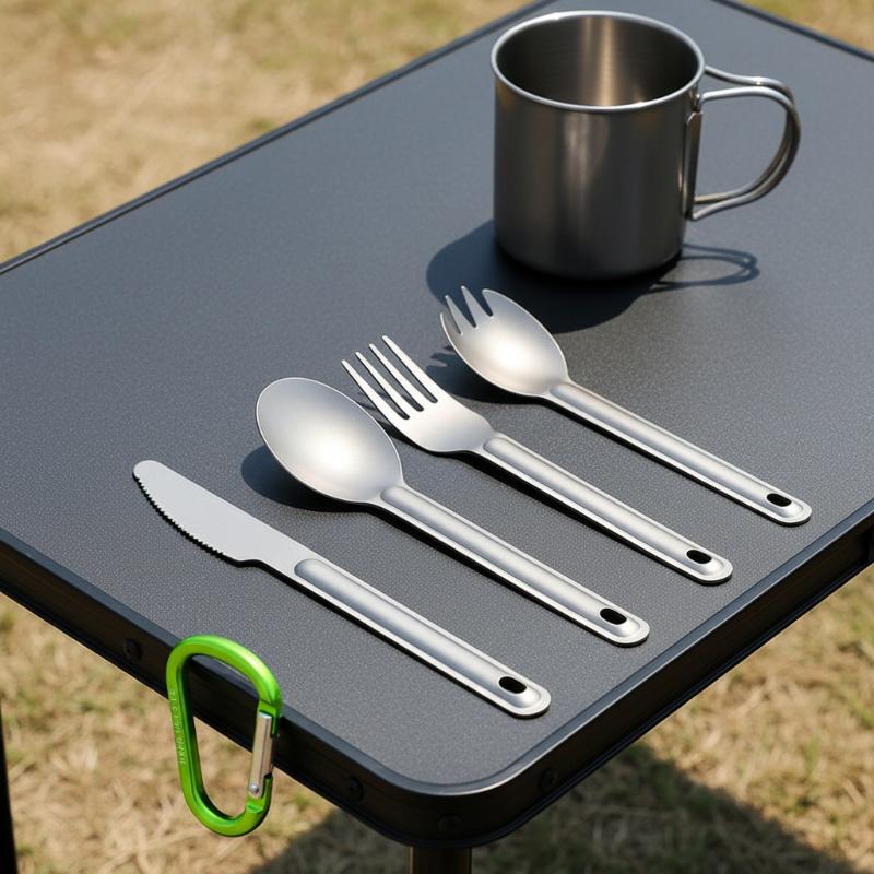 Camping Cooking Trangia - Draagbare titanium lepelset met lange steel,