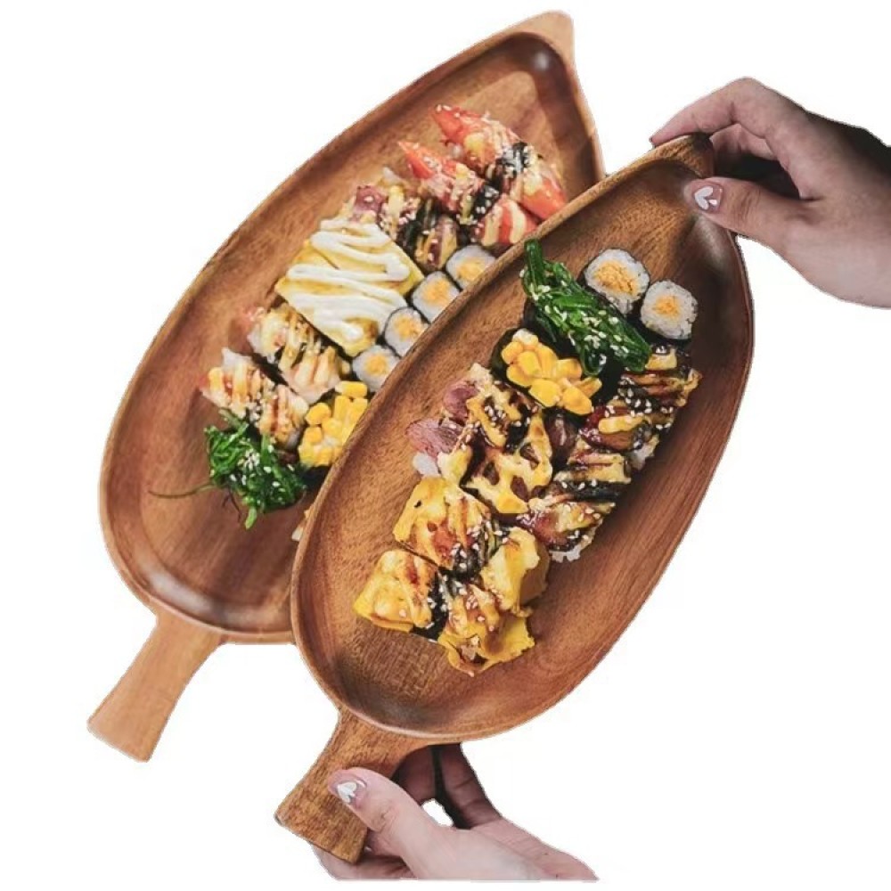 Camping Cooking Meat - Houten bladvormig waterdicht dienblad voor steak,
