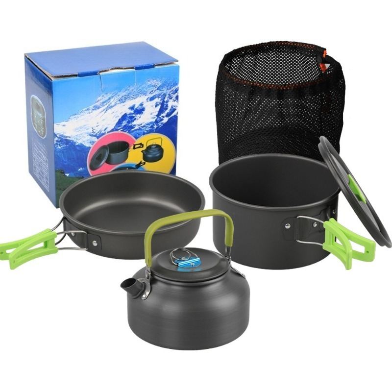 Camping Cooking Set With Kettle - Outdoor Camping Kookgereiset DS-308 Draagbare kookpottenset