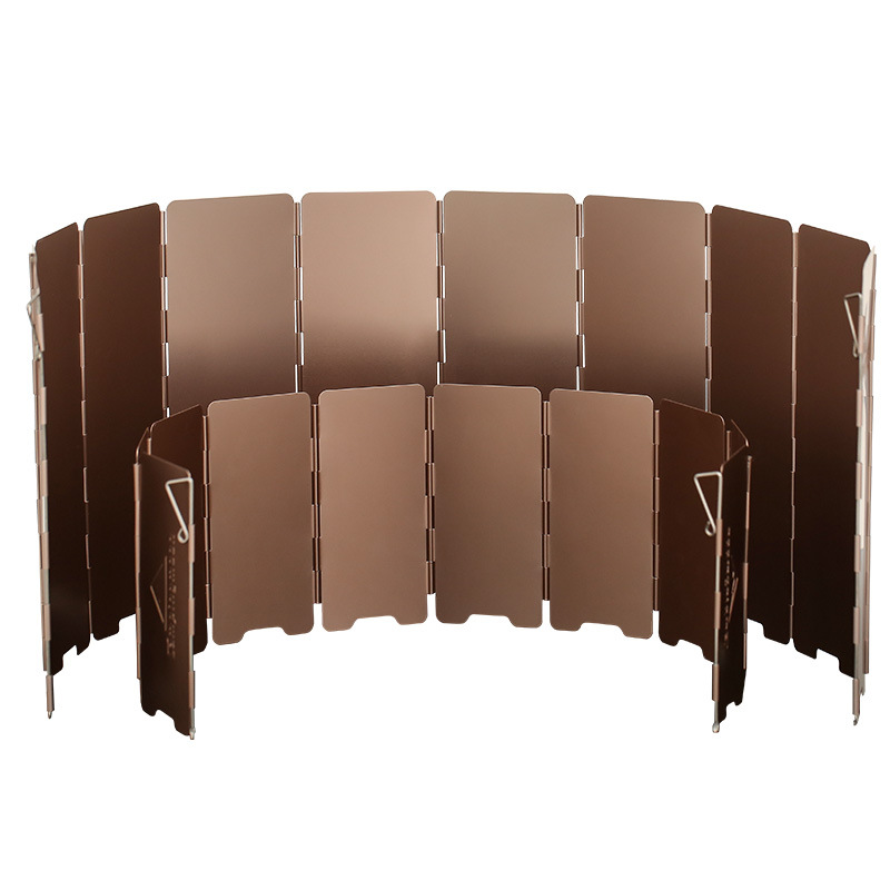 Camping Cooking Windscreen - 10-platen bronskleurig opvouwbaar outdoor camping gasfornuis