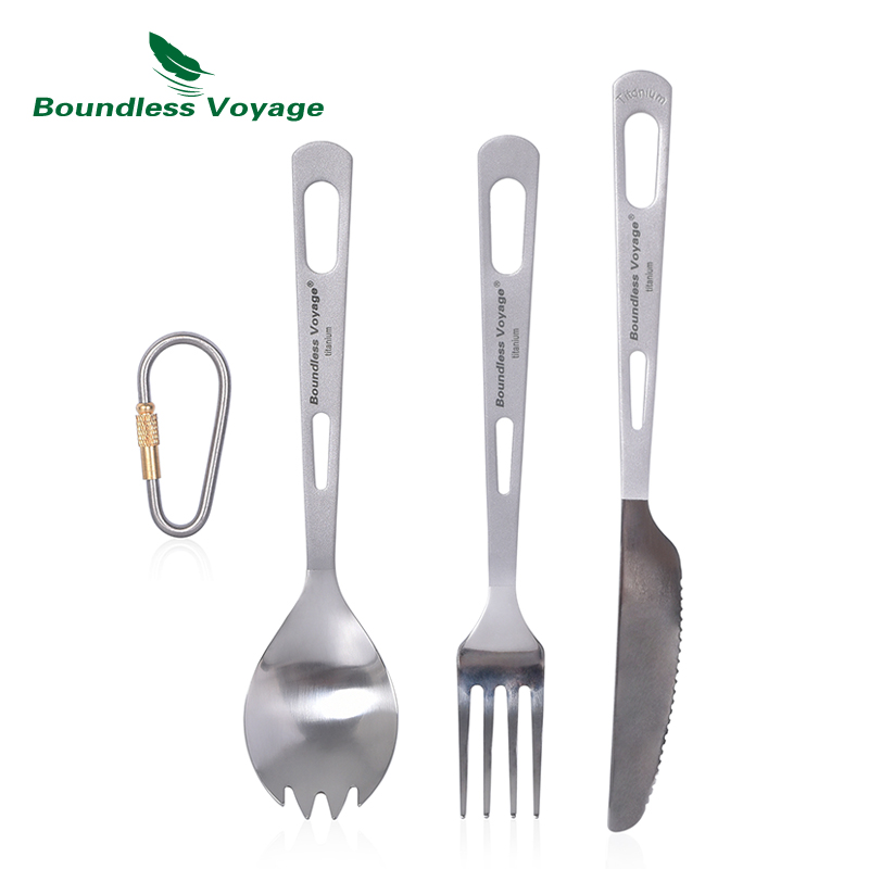 Camp Spork Set - Grenzeloze Voyage Outdoor Titanium Mes Vork