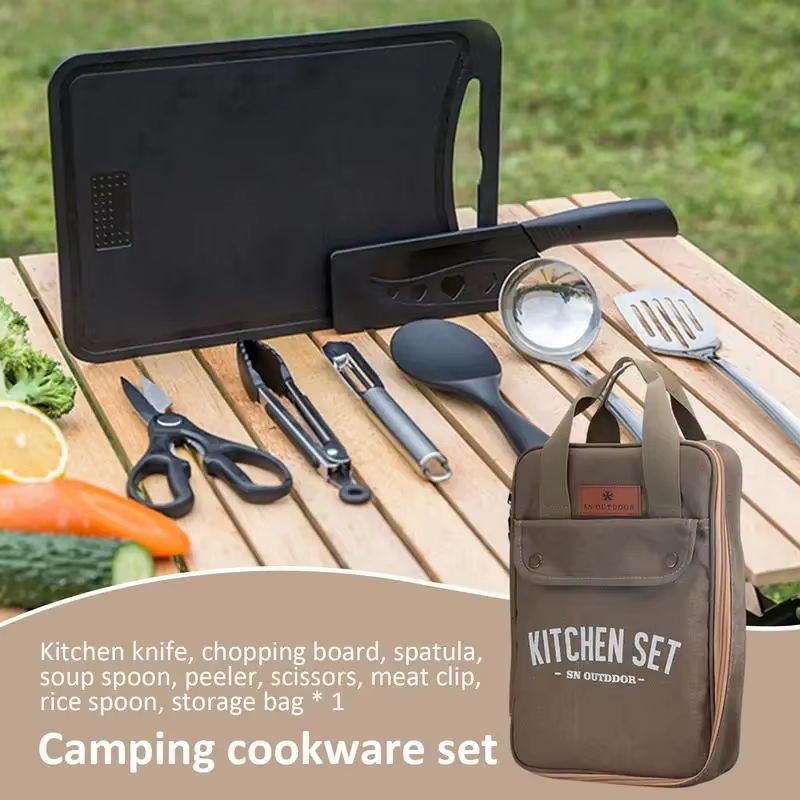 8-delige campingkeukenset met  - Camping Cooking Utensil Bag recensie en prijs