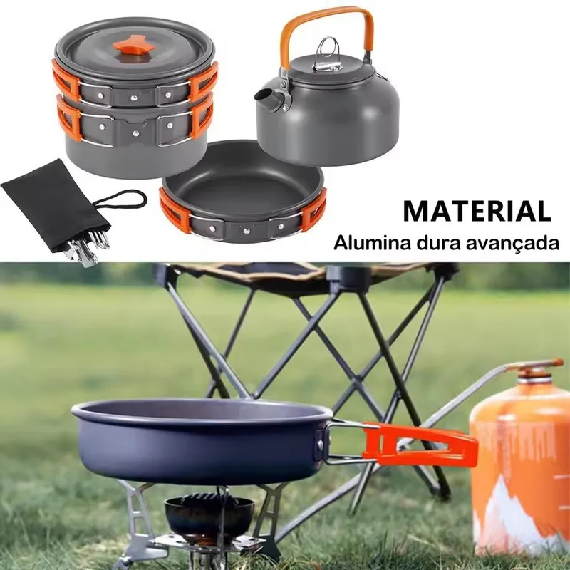 Outdoor kampeer-set van alumin - Camping Cooking Set With Kettle recensie en prijs