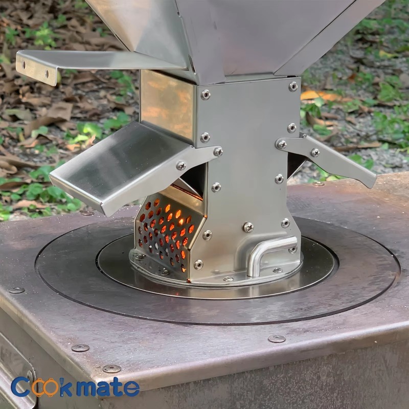 Pelletkachel met zilveren bran - Camping Cooking Ovens recensie en prijs