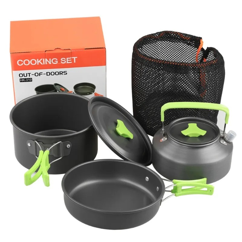 Camping kookset, outdoor keuke - Camping Cooking Set With Kettle recensie en prijs