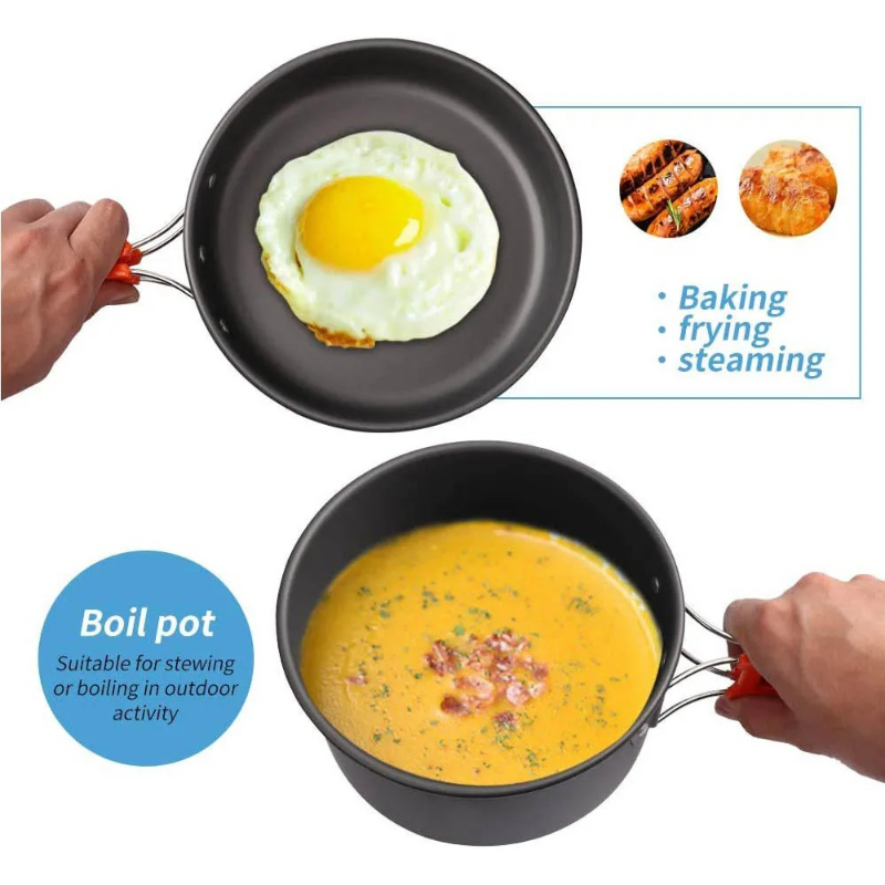 Camping kookset, outdoor keuke - Camping Cooking Set With Kettle recensie en prijs