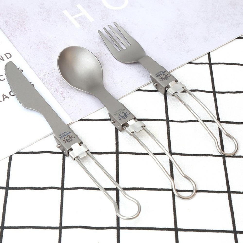 Half gepolijst titanium opvouw - Camp Spork Set recensie en prijs