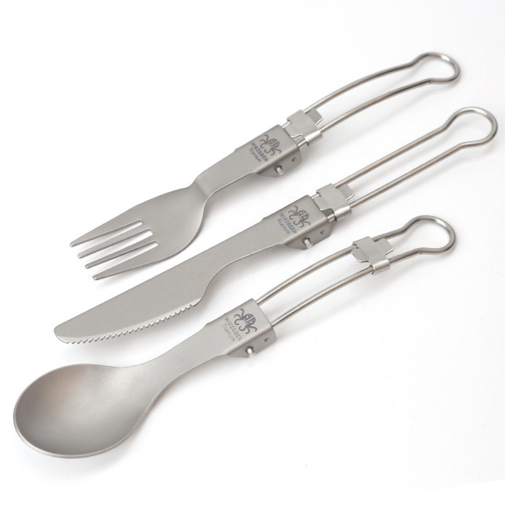 Half gepolijst titanium opvouw - Camp Spork Set recensie en prijs