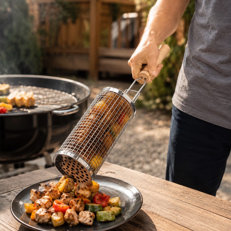 Ronde barbecue grillmandset va - Camping Cooking Meat recensie en prijs