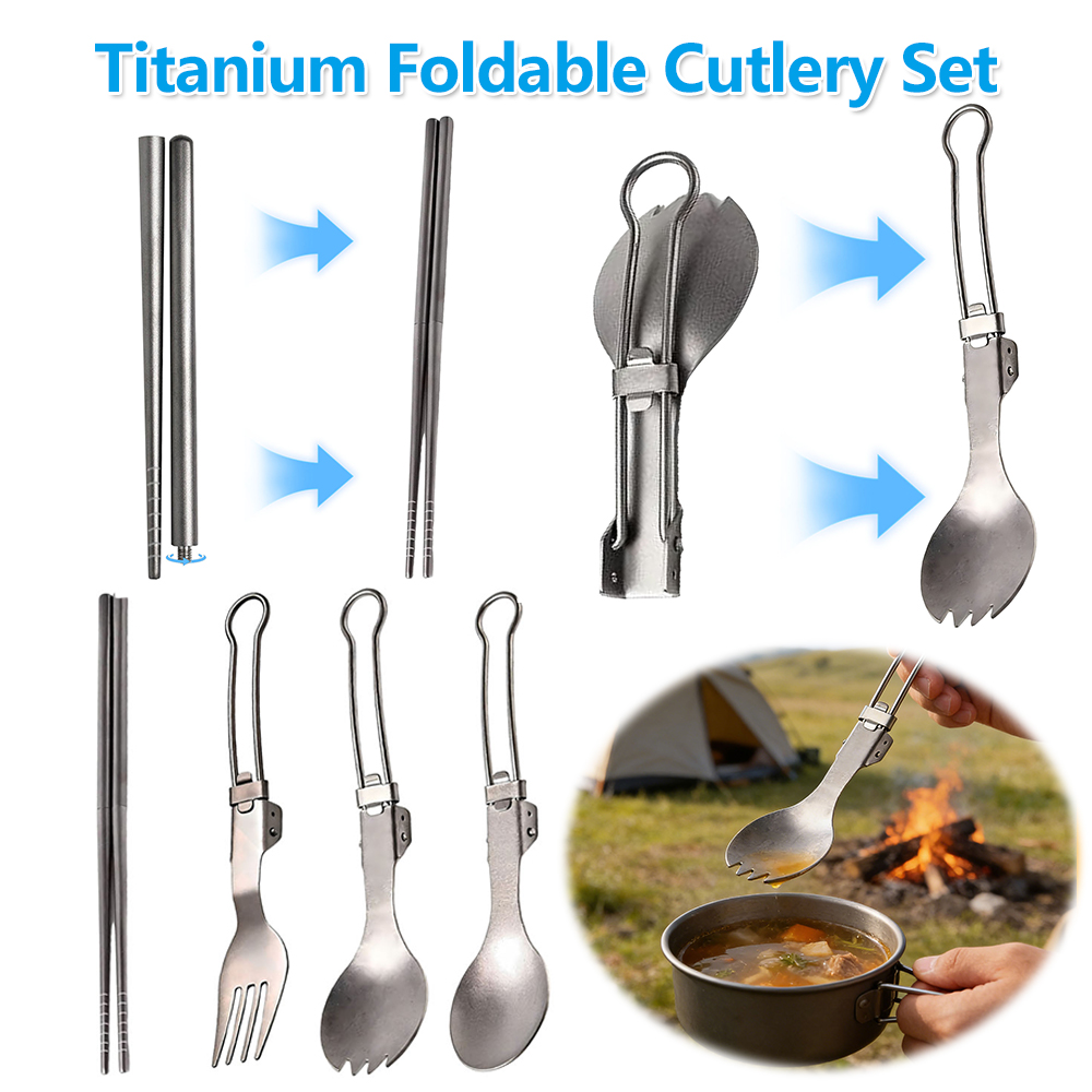 Titanium opvouwbare bestekset  - Camp Spork Set recensie en prijs