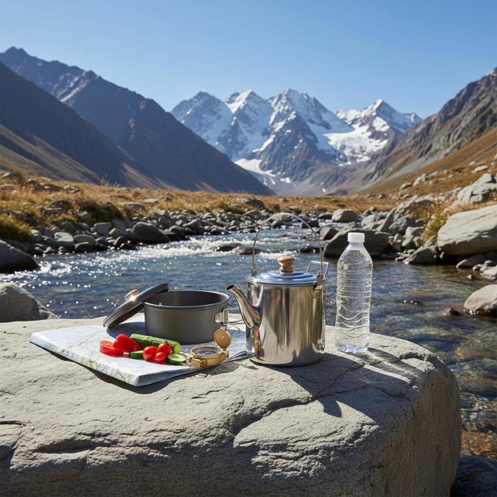 Draagbare roestvrijstalen buit - Camping Cooking Set With Kettle recensie en prijs