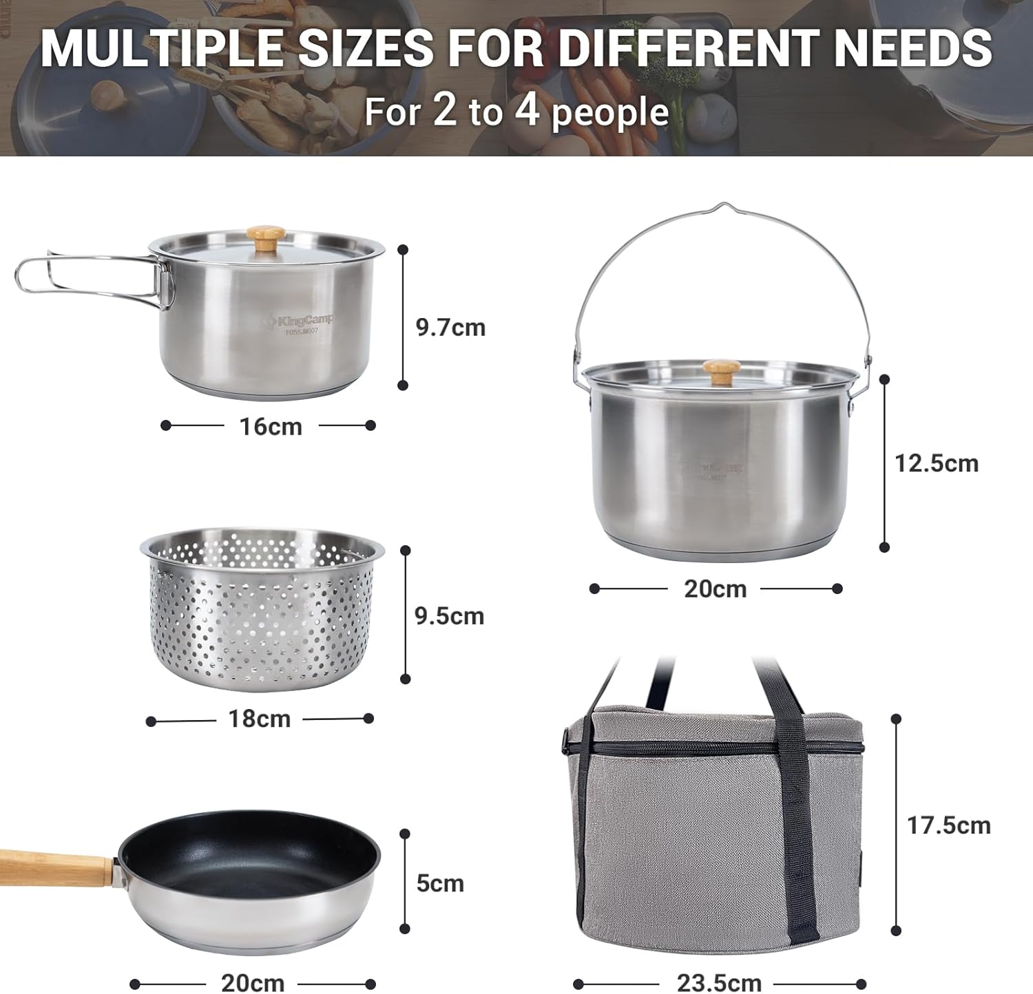 304 RVS Campingkookset - Panne - Camping Cooking Set With Kettle recensie en prijs