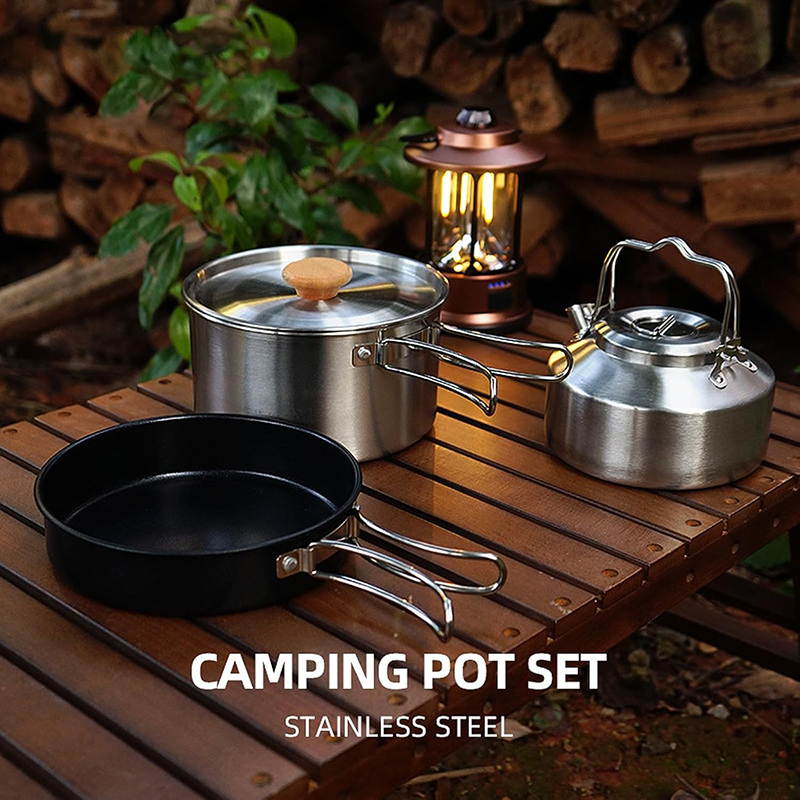 Hoogwaardig 304 roestvrijstale - Camping Cooking Set With Kettle recensie en prijs