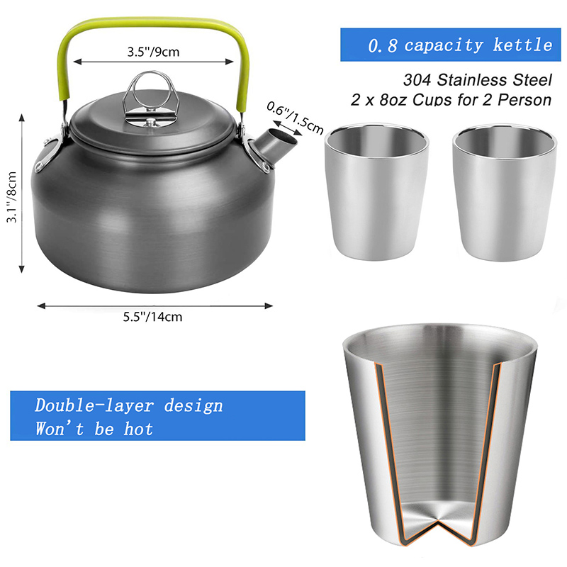 1 Set Outdoor Pot Pan Camping  - Camping Cooking Set With Kettle recensie en prijs